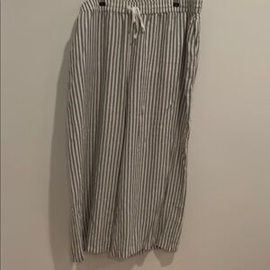 Caslon Gray and White Tie Front Maxi Linen Pants